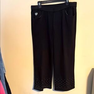 Dream Jeannes by Quacker Factory size L black with bling rhinestones legs EUC